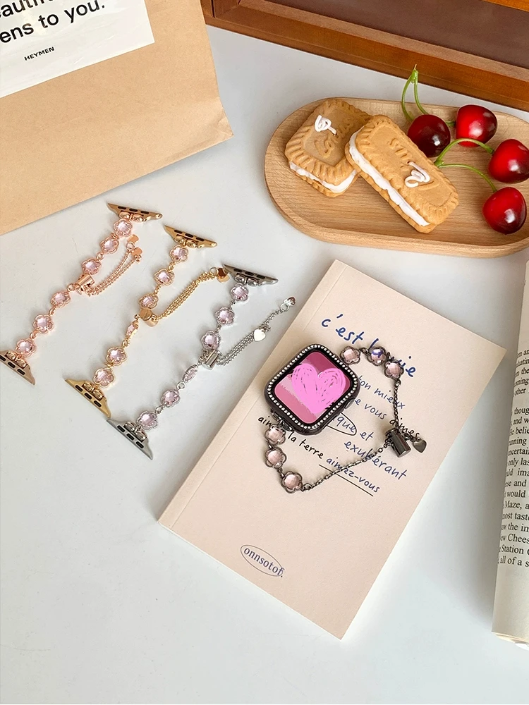 Luxury Hollow Flower Metal Strap For Apple Watch Band 8 7 6 SE 5 45mm 44mm 42 INS Girl Bracelet For IWatch Ultra 49mm 41mm 40mm image 6