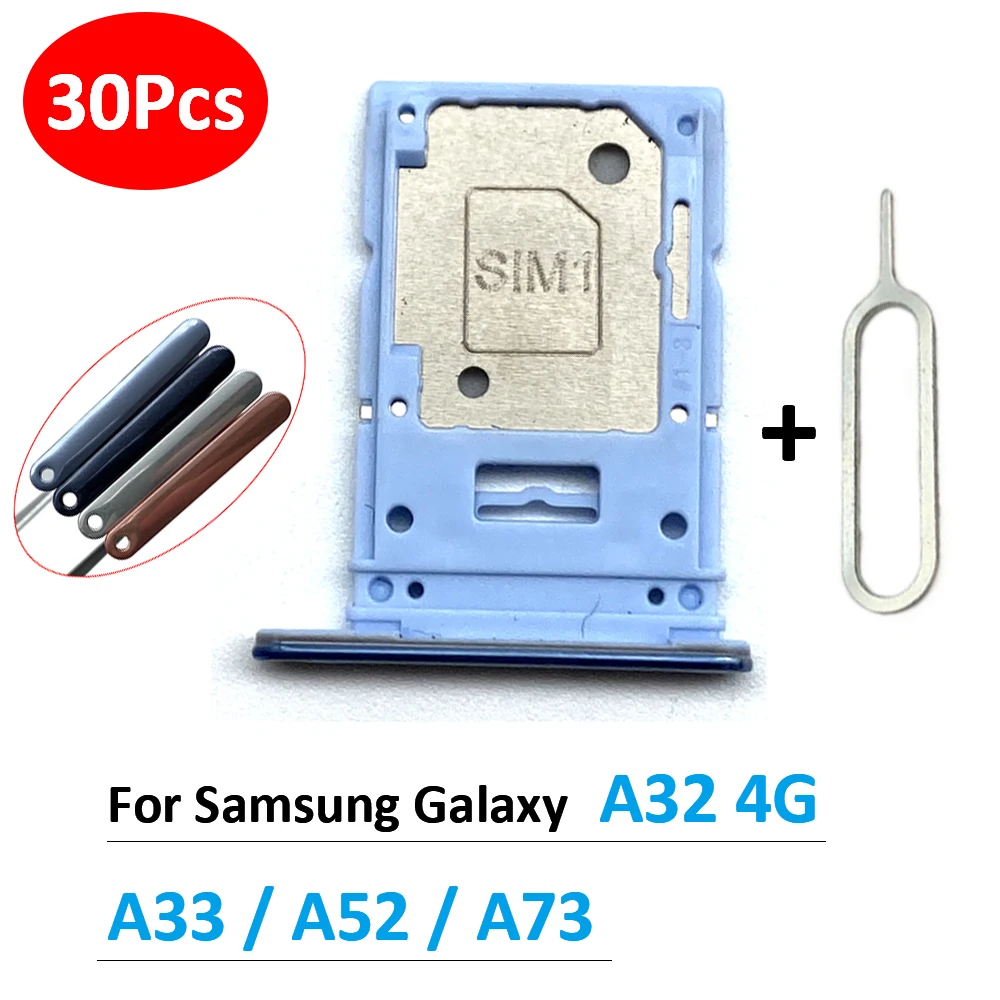 30Pcs/Lot，Dual Card SIM Card Holder Tray Chip Slot Drawer Holder Adapter Socket For Samsung A32 4G A33 A52 A73 + Pin