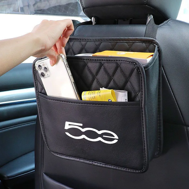 Bolsa de almacenamiento colgante para asiento trasero de coche, soporte para vasos de agua para FIAT 500E 500, 500L, 500C, 500S, 500X, accesorios para coche