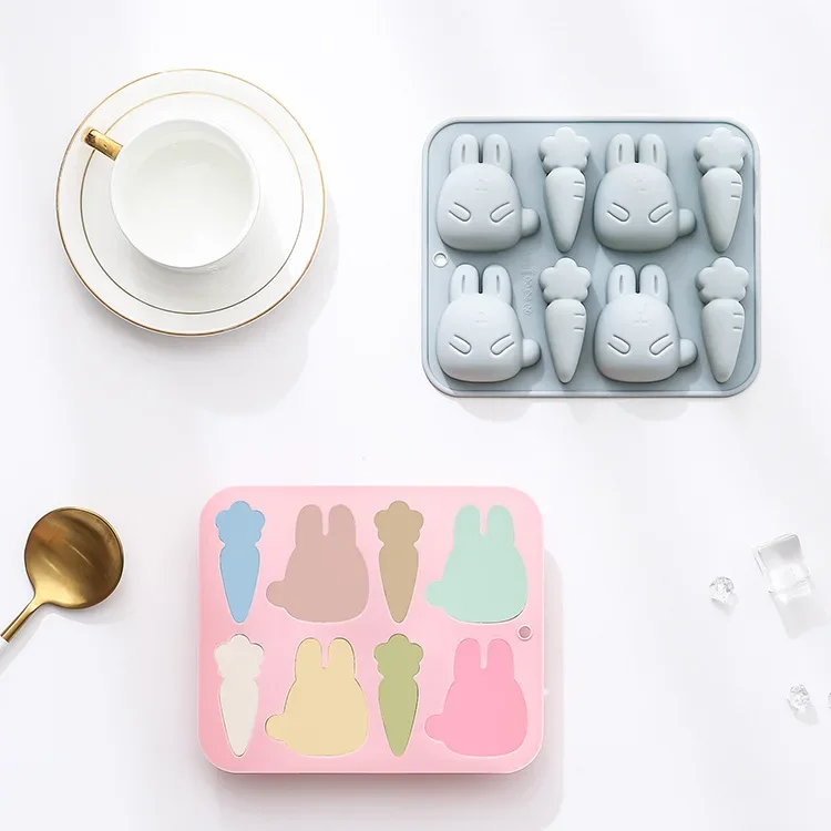 

3d 8-hole Rabbit Carrot Silicone Mold Epoxy Handmade Soap Chocolate Mold Birthday Party Cake Decoration Accessories Baking Tools