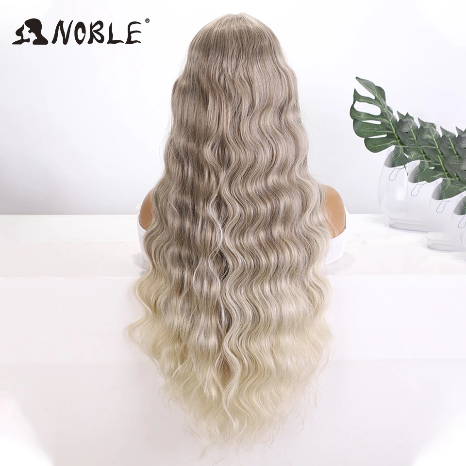 Noble  Cosplay Deep Body Wave Synthetic Lace Front Wigs For Women Long Ombre Brown Blonde Lace Wig BIO Hair Heat ResistantWig