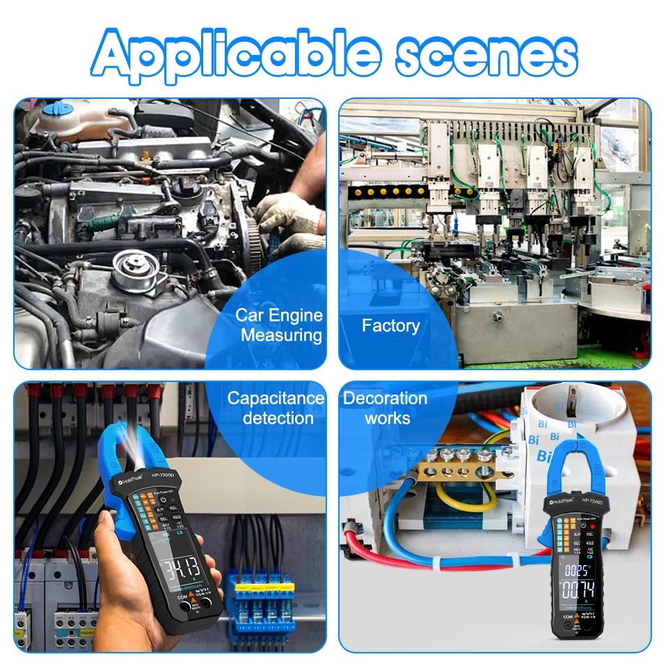 

BT-7200D True RMS AC/DC Clamp Meter 60A/400A 6000 Counts NCV Live Temp Capacitance Frequency Backlight for Electrical HVAC
