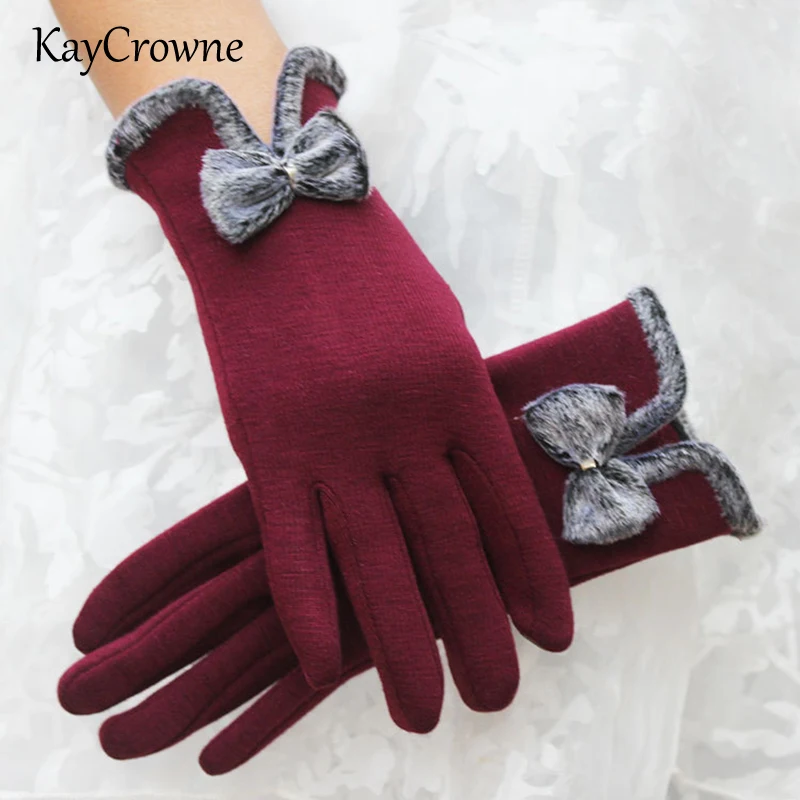 KayCrowne Fashion Grace Lady Glove Women Winter Elegant Touch Screen Driving Thick Keep Warm Windproof Female Black Glove G211