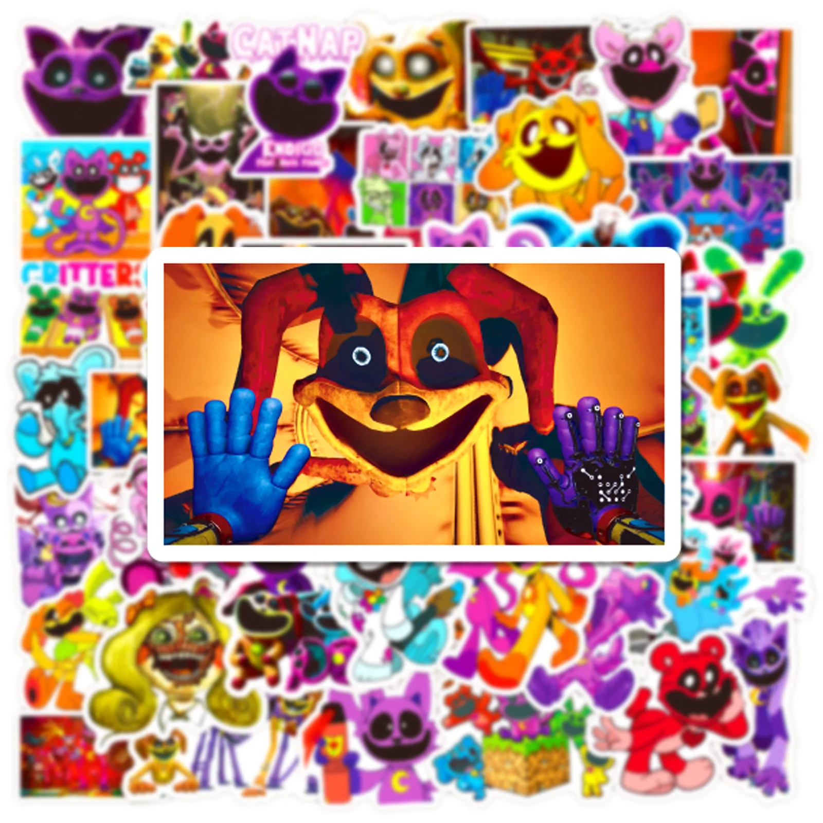 Pegatinas de juego de terror de Critters sonrientes para niños, decoración de maleta, álbum de recortes, teléfono, portátil, papelería, pegatina de