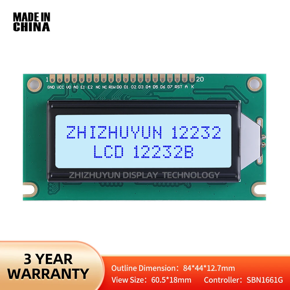 Jaminan kualitas 12232B Lcd Tampilan modul abu-abu Film biru Font LCM modul tampilan Dot Matrix layar karakter LCD