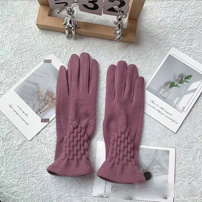 قفازات الشتاء الطلابية المضادة للبرد المخملية المضادة للارتداء بلون سادة قفازات ركوب الخيل الدافئة في الهواء الطلق #3