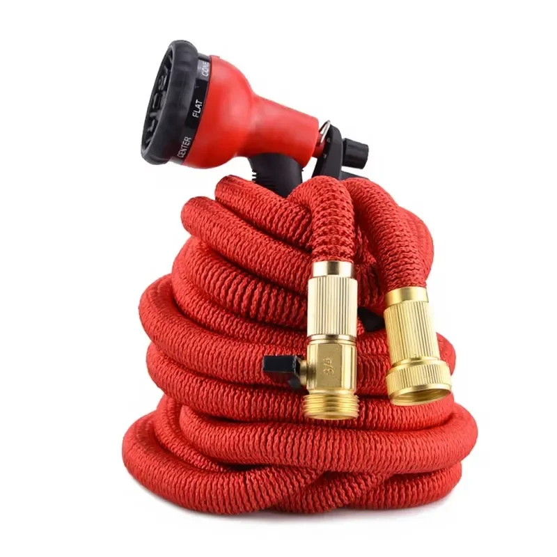 for Triple Telescopic Magic Water Hose Red Hot Rubber Metal Joint Garden Hose for Flowers and Car Care