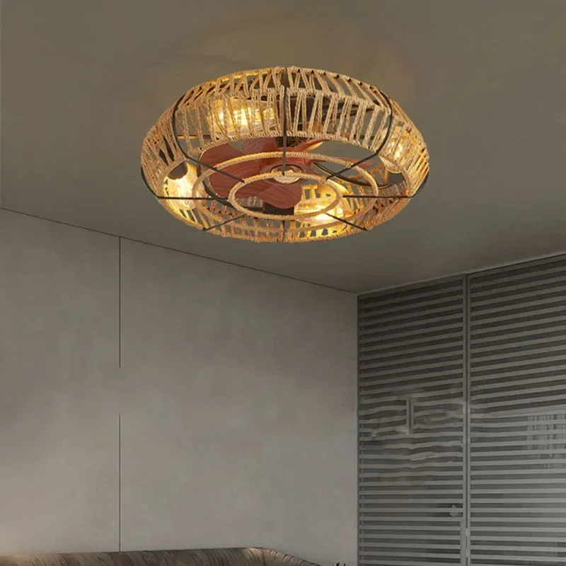 american retro fan light ventilador control sala de jantar sala de estar quarto rattan ceiling light 220v 110v 01