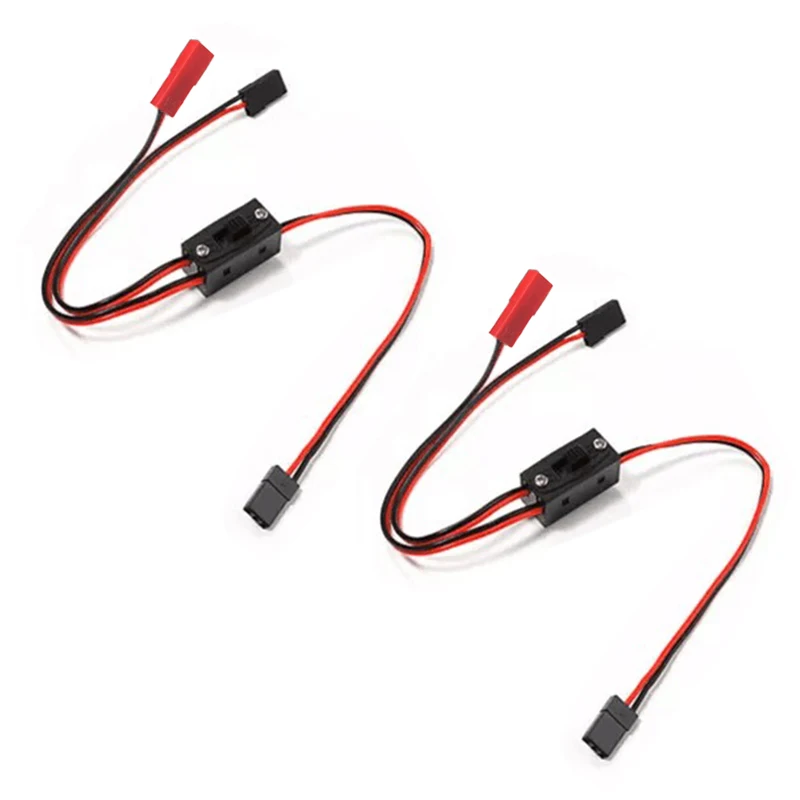 

2Pcs RC 3 Wire Receiver On/Off Switch Harness Power Switch JR Male to JR Male + JST Female 22awg 200mm for RC Battery Charger