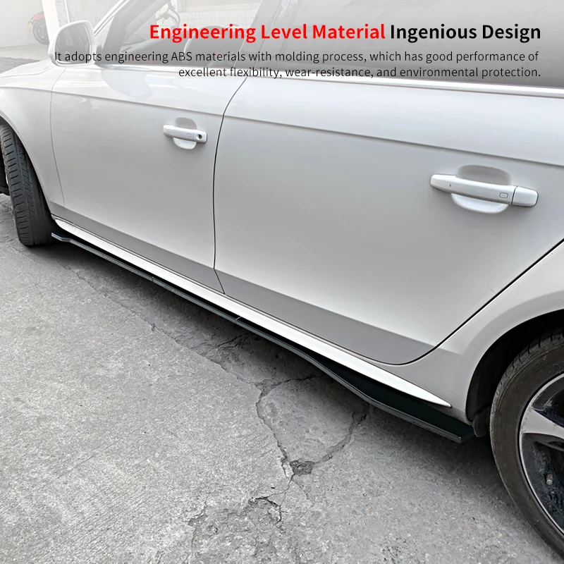 

Suitable For Audi A4 2009-2016 Left/Right Door Skirt Molded Lower Rocker Panel Auto Carbon Fiber Look Anti-Collision Accessories
