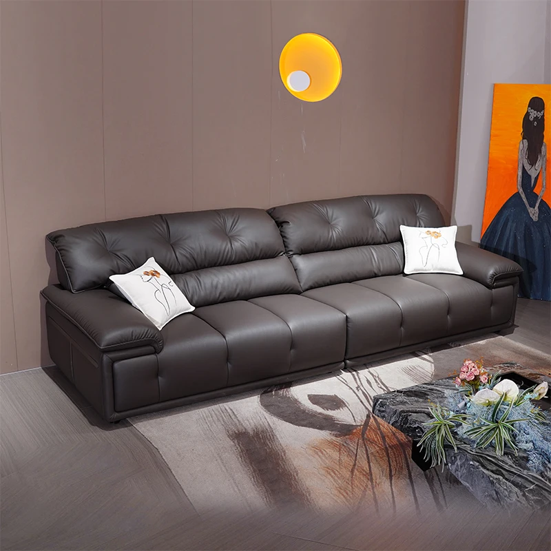 

#Hot Selling Leather Sectional Sofa Set Furniture for Living Room Furniture Light Luxury Three Seater Sofa