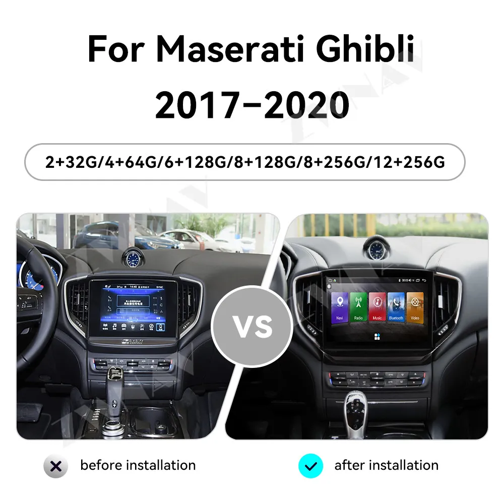 Carplay Car Radio 9 Inch Touch Screen For Maserati Ghibli 2017-2020 Android 15 GPS Navigation Car Multimedia Player Head Unit
