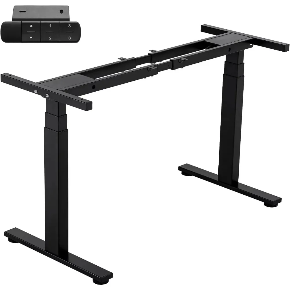 Dual Motor 3 Stage Electric Adjustable Standing Desk Frame Heavy Duty 300lb Load Capacity for Home Office (Black Frame Only)