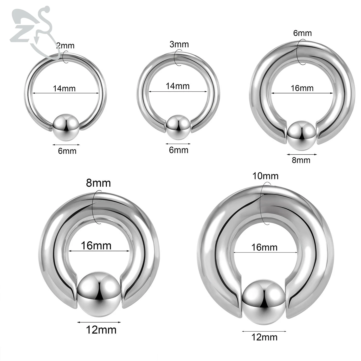 ZS 1 Stück 2/4/6/8G Edelstahl Hufeisen Nasenring Männer Innengewinde Große Gauge Piercings Ohr Expander Septum Piercing – Detail 2