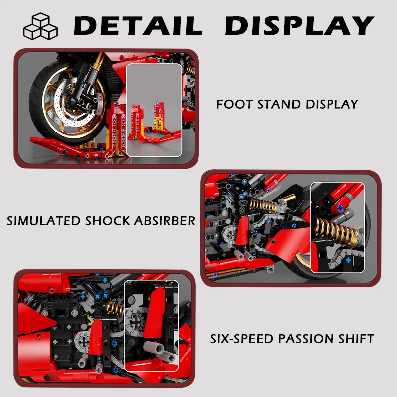 1:5 dimensioni 1299 blocchi di costruzione di motociclette modello di città mattoni tecnici moto High-tech locomotiva assemblaggio giocattoli per regali per bambini