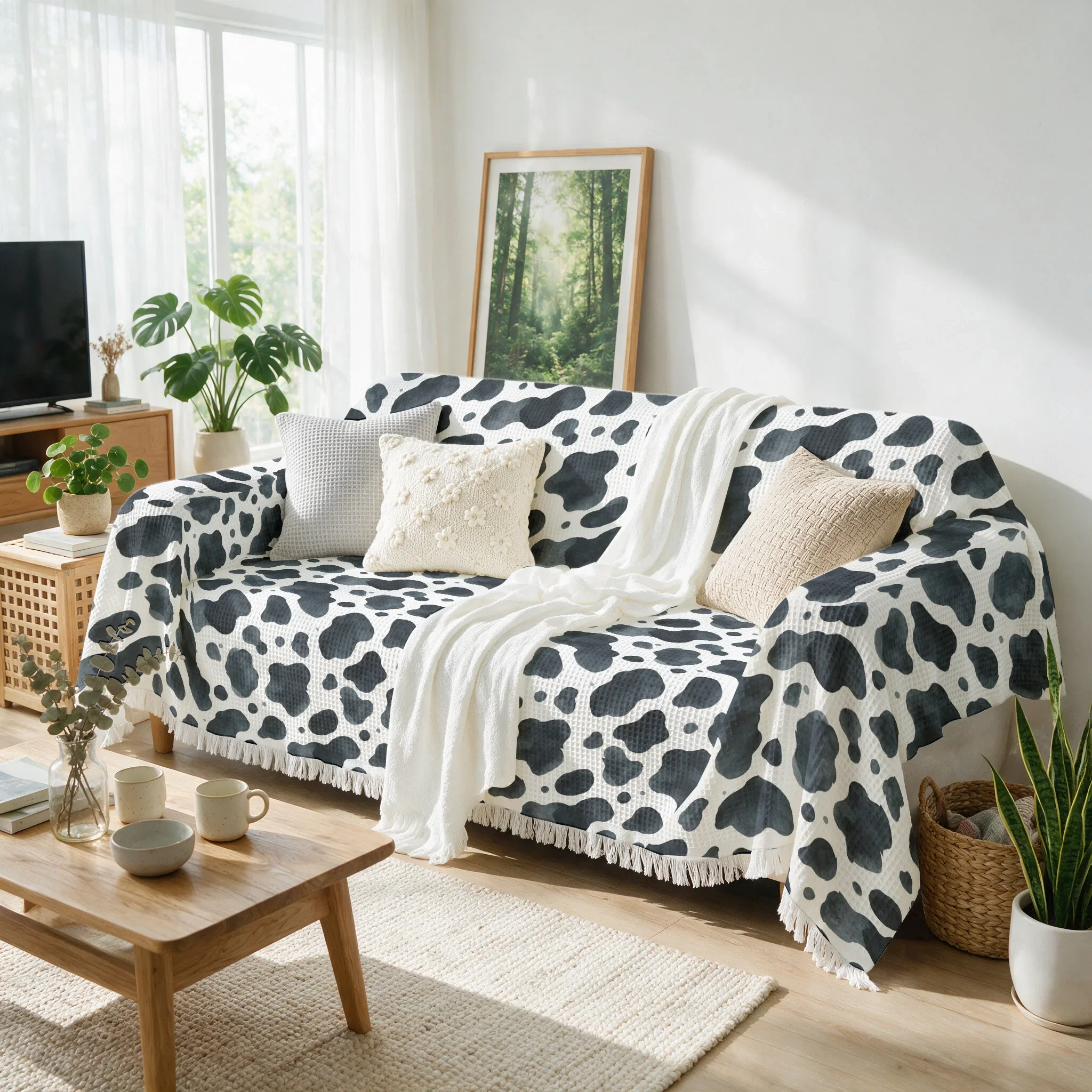 Highly Decorative Animal Print Throw Blanket Sofa Cover Living Room Couch Home Decor Cozy Chic Aesthetic Boho Nursery Accent Pie
