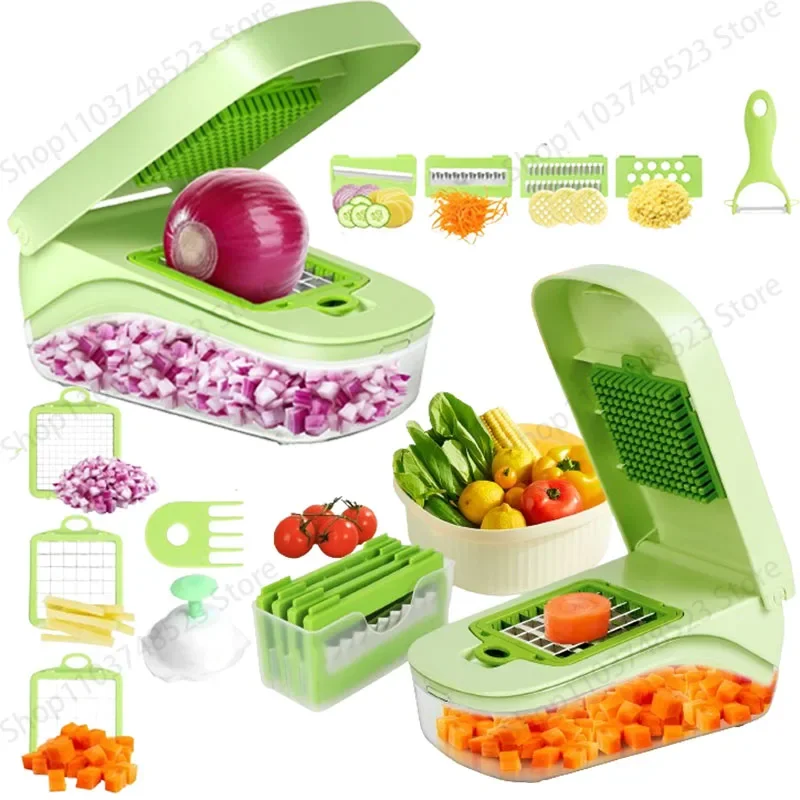 

17 In 1 Multifunctional Vegetable Chopper Onion Handle Food Grate Kitchen Home Slicer Dicer Cutter Potato Shredder Carrot Grind