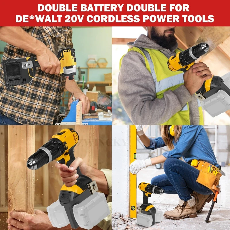 

2 in 1 Battery Adapter for 2Packs for Milwaukee 18V Batteries Work for Dewalt 18V Power Tool at The Same time Higher Power