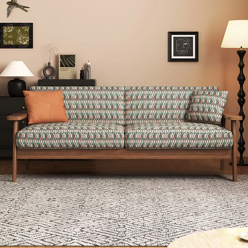 Quality Designer Living Room Sofas Aesthetic Printed Nordic Luxury Lounge Sofa Corner Mid Century Divano Furniture For Home