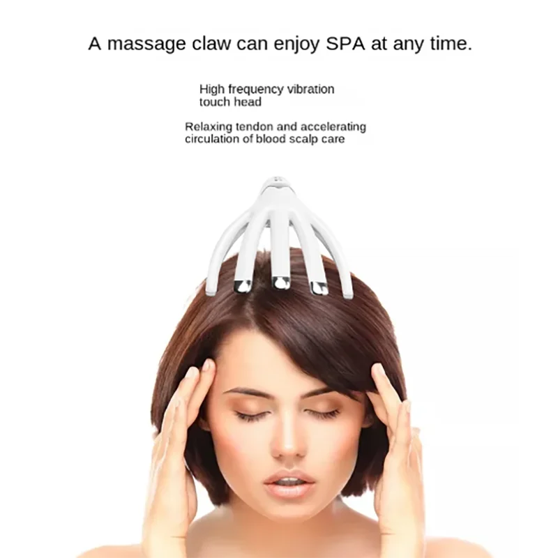 Scalp Head Massager Mini Electric Head Massager Claw Widely Applicable 4 Massage Modes Rechargeable Heating for Elder for Home