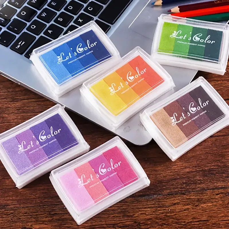 6-Pack Pastel Gradient Water-Based Ink Sponge Stamp Pads Compact Portable Sponge Stamp Pads Perfect for doodling