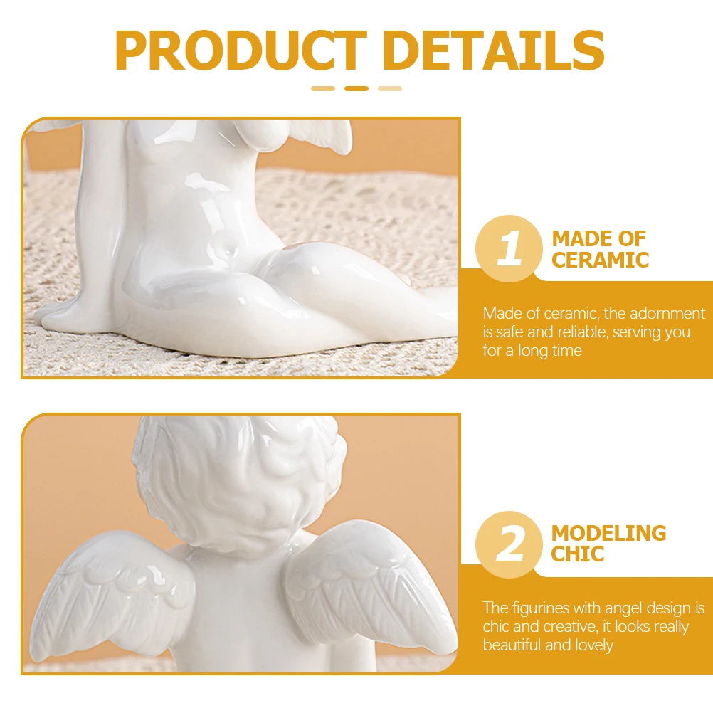 

European Style Ceramic Angel Adornment Excellent Craftsmanship Home Decor for Living Room Bedroom Desktop Tabletop Decoration