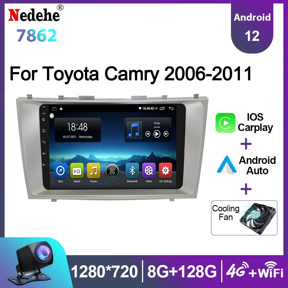 

8G 256G 2 Din Car Radio Android 12 For Toyota Camry 40 50 2006 - 2011 Multimedia Player Carplay Stereo GPS Head Unit WIFI 4G DSP