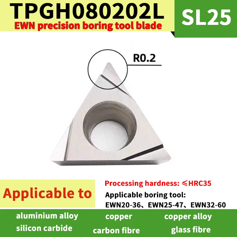 10 pieces EWN Triangular fine boring insert  blade TPGH0802L TCGT1102L TPGH1103L SL25 for aluminum alloy steel parts milling