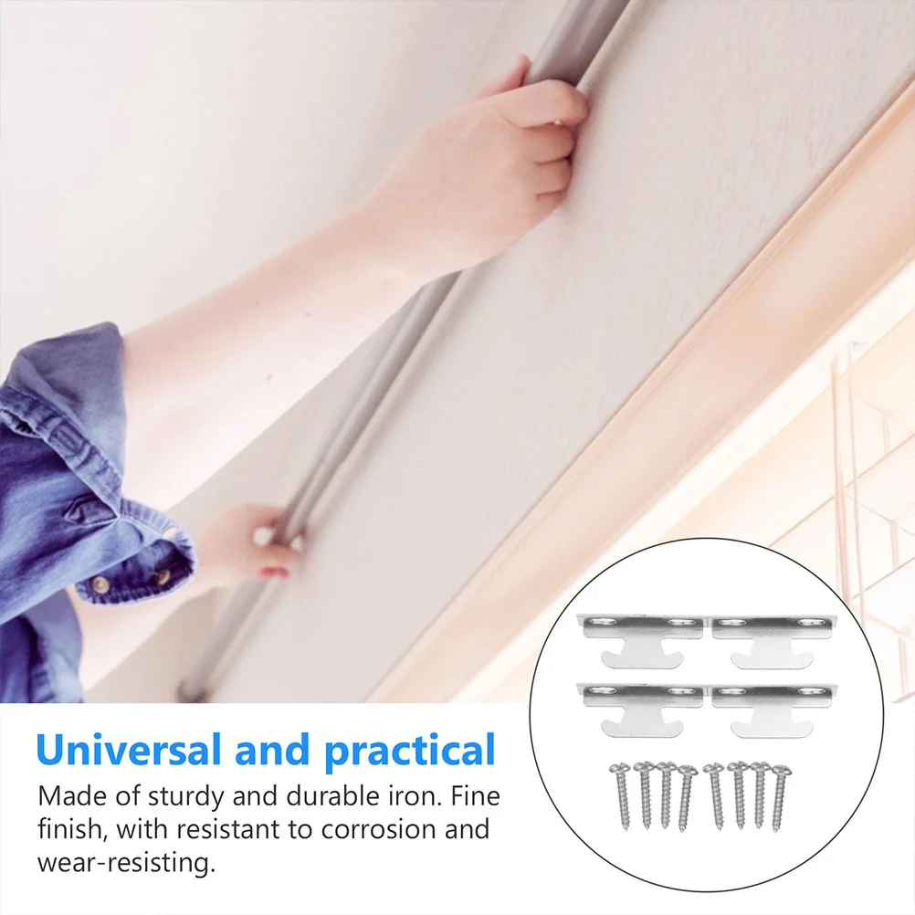 4 Sets Curtain Rod Bracket Window Brackets Hooks Hanger for Thickening Pole Holder Thickened Household