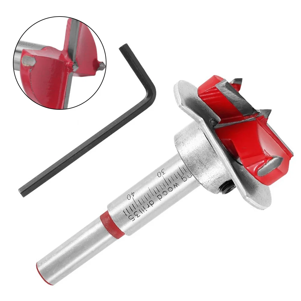 1set Drill Bit With Limiter With Hexagon Wrench Adjustable 35mm Carbide Hinge Positioning Drill Bit Hinge Hole Puncher Parts
