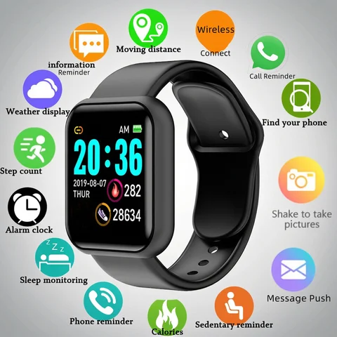 Multifunctional Smart Watch Men Women Bluetooth Connected Phone Music Player Fitness Sport Bracelet Sleep Monitor D13 Smartwatch