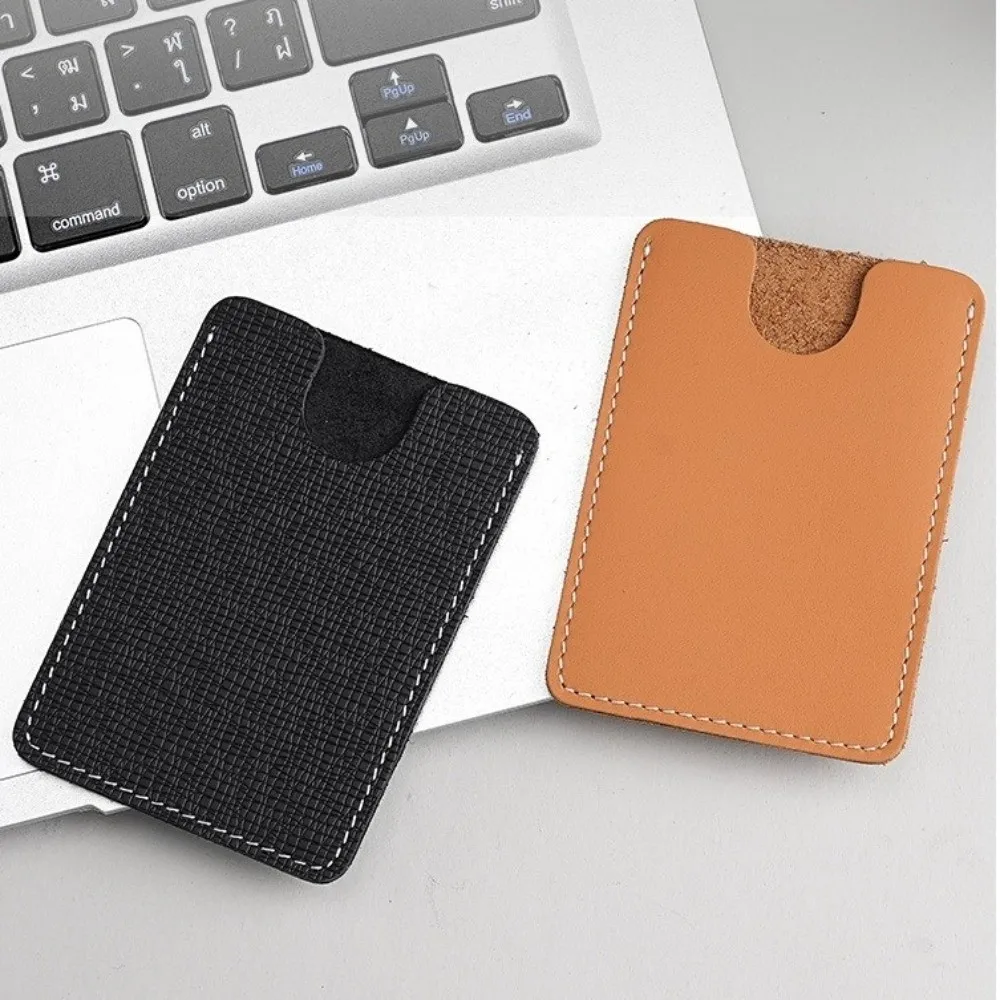 Fashion Cowhide Leather Card Holder Ultra-Thin Mini ID Card Holder Slim Portable Badge Holder for ID Name Card Business Name Tag