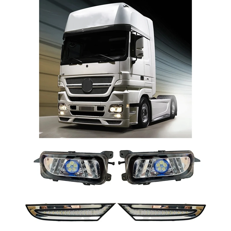 Car Front Fog Lamps & Daytime Running Lamps RH & LH (1Pair) ABS Car Accessories As Shown For MERCEDES BENZ ACTROS MP3