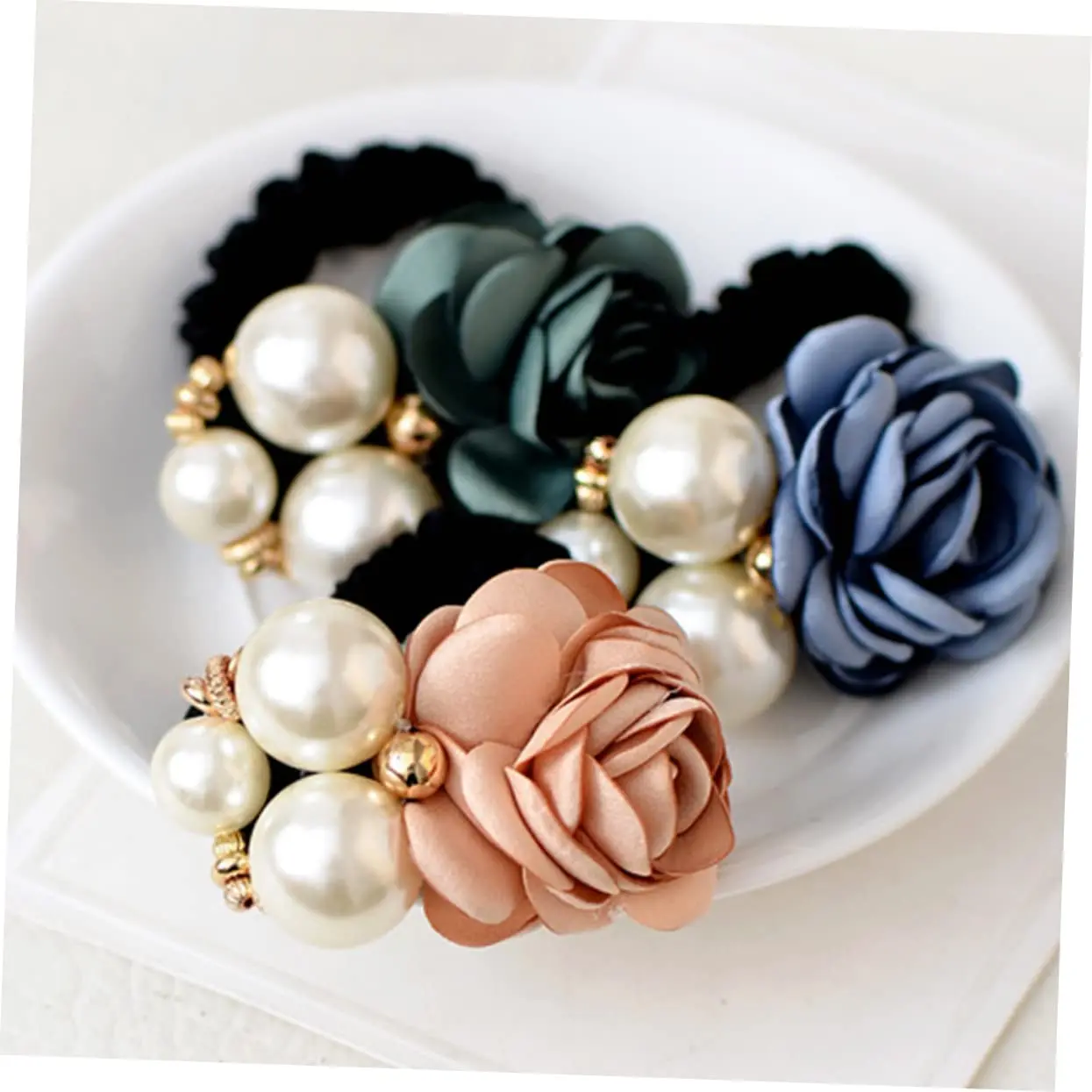 Korean Fashion Rose Hair Tie Women High Elastic Hair Bands Scrunchies Ponytail Holder Fashion Headwear Jewelry Decor Hair Ring