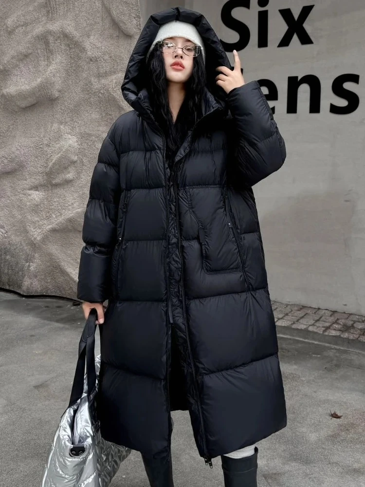 2025 جديد الخريف الشتاء سميكة الدافئة أسفل الملابس سيدة طويلة مقنعين رقيق سترة منفوخة المرأة موضة عادية أسفل معطف الإناث #4