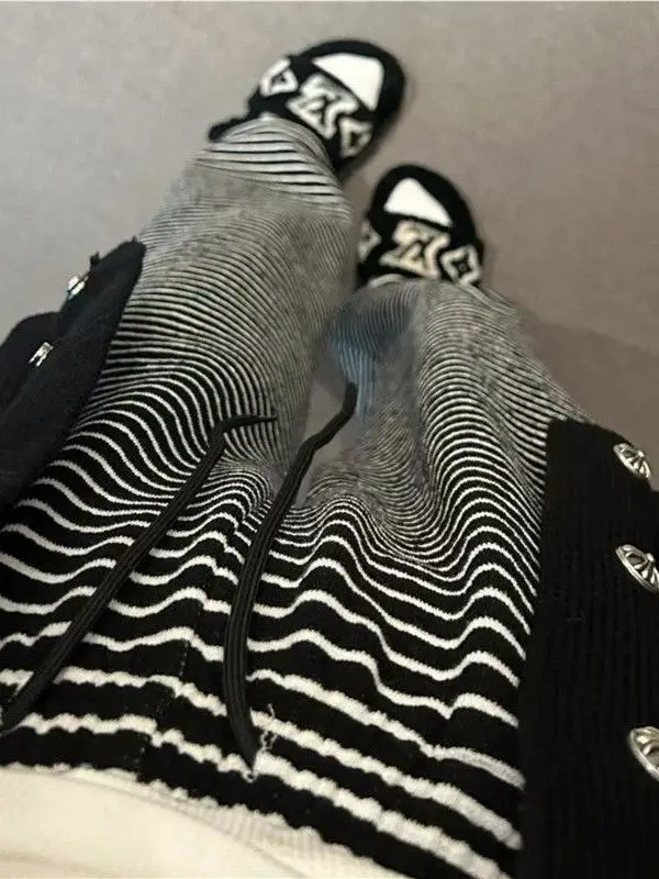 Pantaloni a gamba larga a righe a vita alta Pantaloni casual dimagranti taglio dritto da donna Primavera Estate Nuovo Sle Artistico Pendolarismo Sle