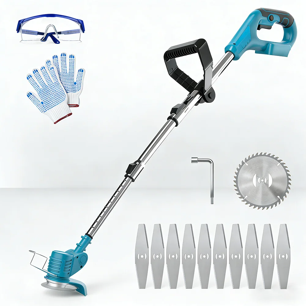Para Batería Makita de 18V, Recortadora de Césped Inalámbrica con Motor sin Escobillas, con 10 Cuchillas Metálicas para Recortar Maleza en Jardín y Patio (Solo Herramienta)