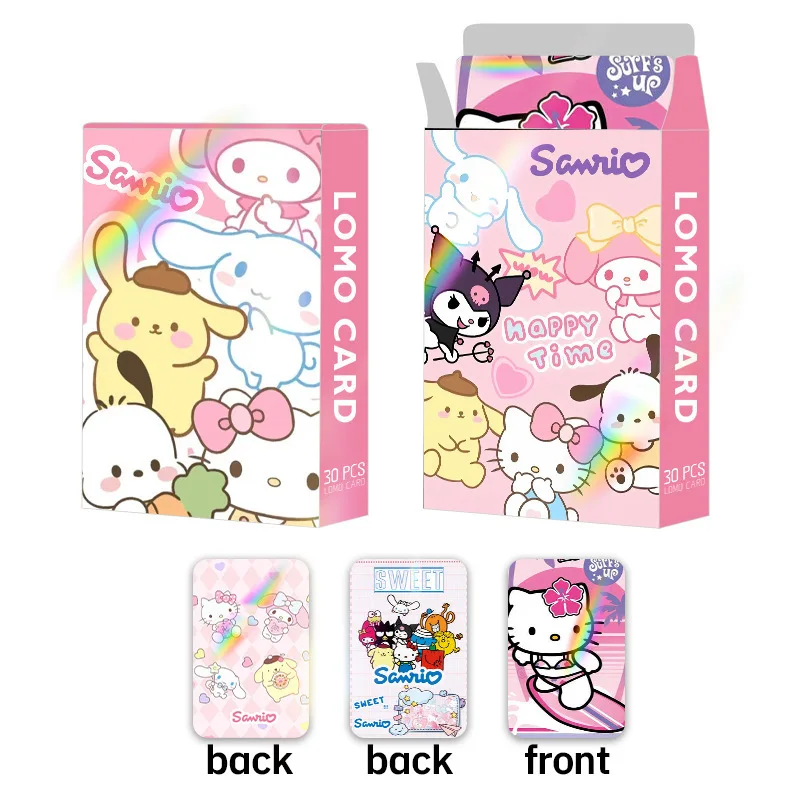 Tarjeta Lomo de Anime Sanrio de 30 piezas, marcapáginas de Hello Kitty, tarjeta de colección Flash de doble cara, regalo de foto japonesa, juguete