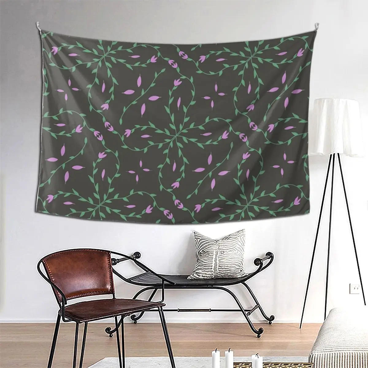 

Bloom Vine In Purple And Black Tapestry Funny Wall Hanging Aesthetic Home Decor Tapestries for Living Room Bedroom Dorm Room