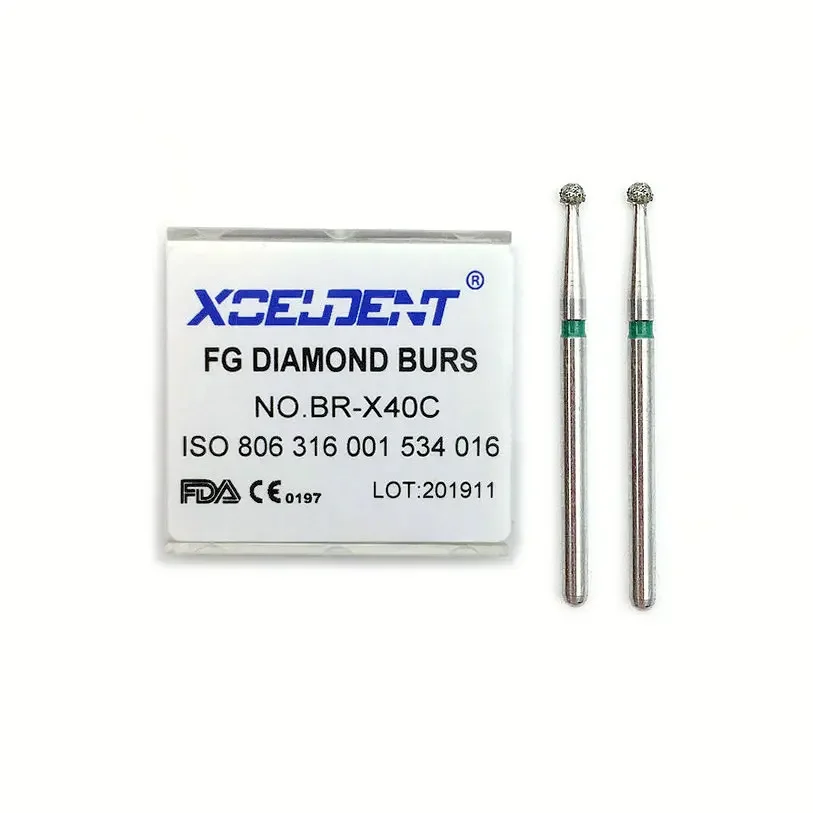 10pcs Diamond Burs Dental High Speed Drills Ball Round Type FG 1.6mm Teeth Polishing Product BR-X40C