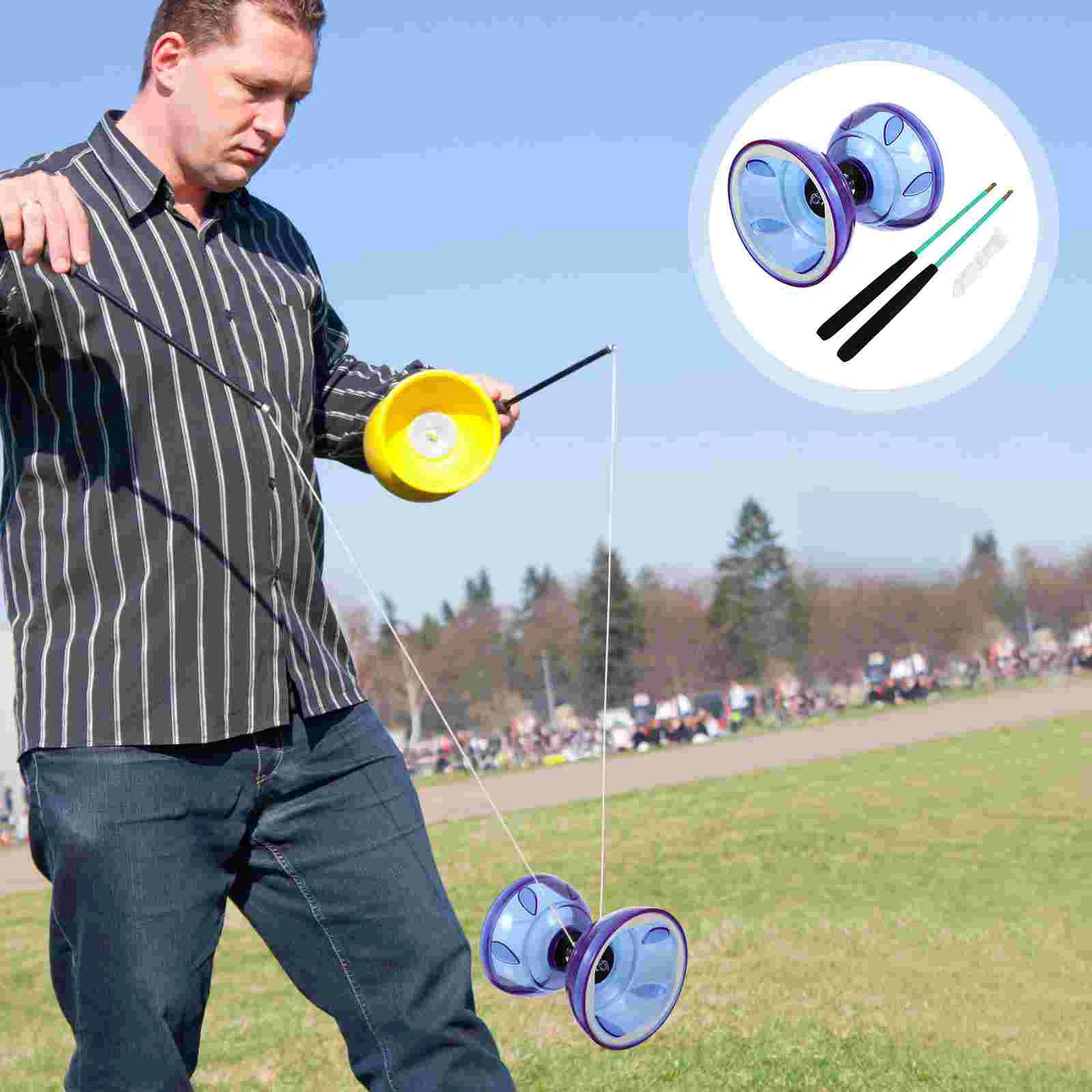 1 Set Elderly Kid's Glowing Diabolo Chinese Yo-yo Juggling Toy for Fitness