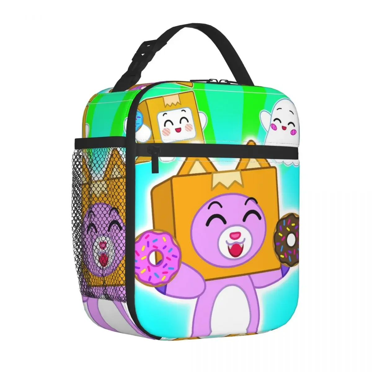 Lankybox Rocky Foxy Insulated Lunch Bags Bag Lunch Container Cute Cartoon Donuts Large Tote Lunch Box Food Handbags School