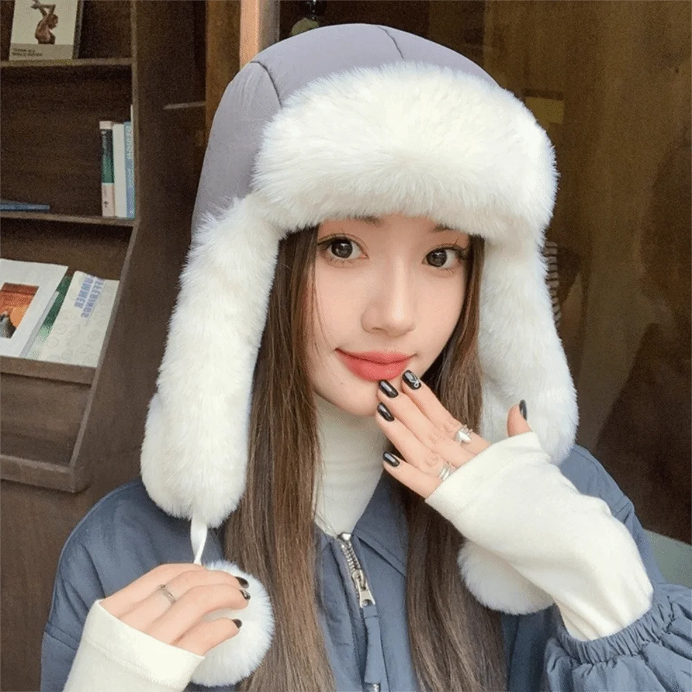 Fashion Windproof Winter Pilot Hat Beanie Caps Anti Fog Warm Ski Hat Cold Proof Thickened Plush Hat Hiking