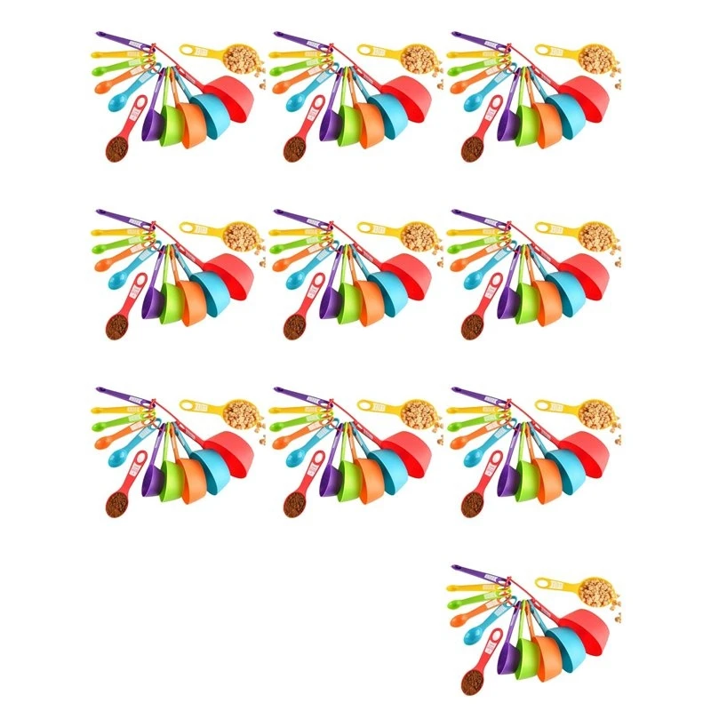 ABVS 120 Pcs Plastic Measuring Cups And Spoons Set,Colored Kitchen Measure Tools, Great For Baking And Cooking(Random Color)