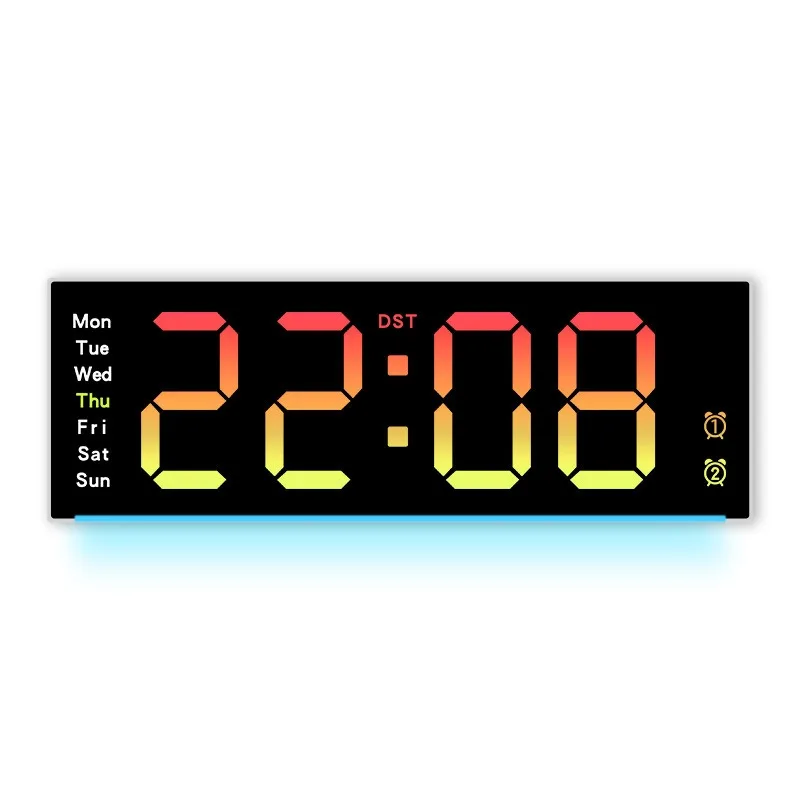 Big LEDing Digital Wall Clock Large Screen Remote Control Clock With Color Changing Ambient Light Dual Alarm Timer Function New