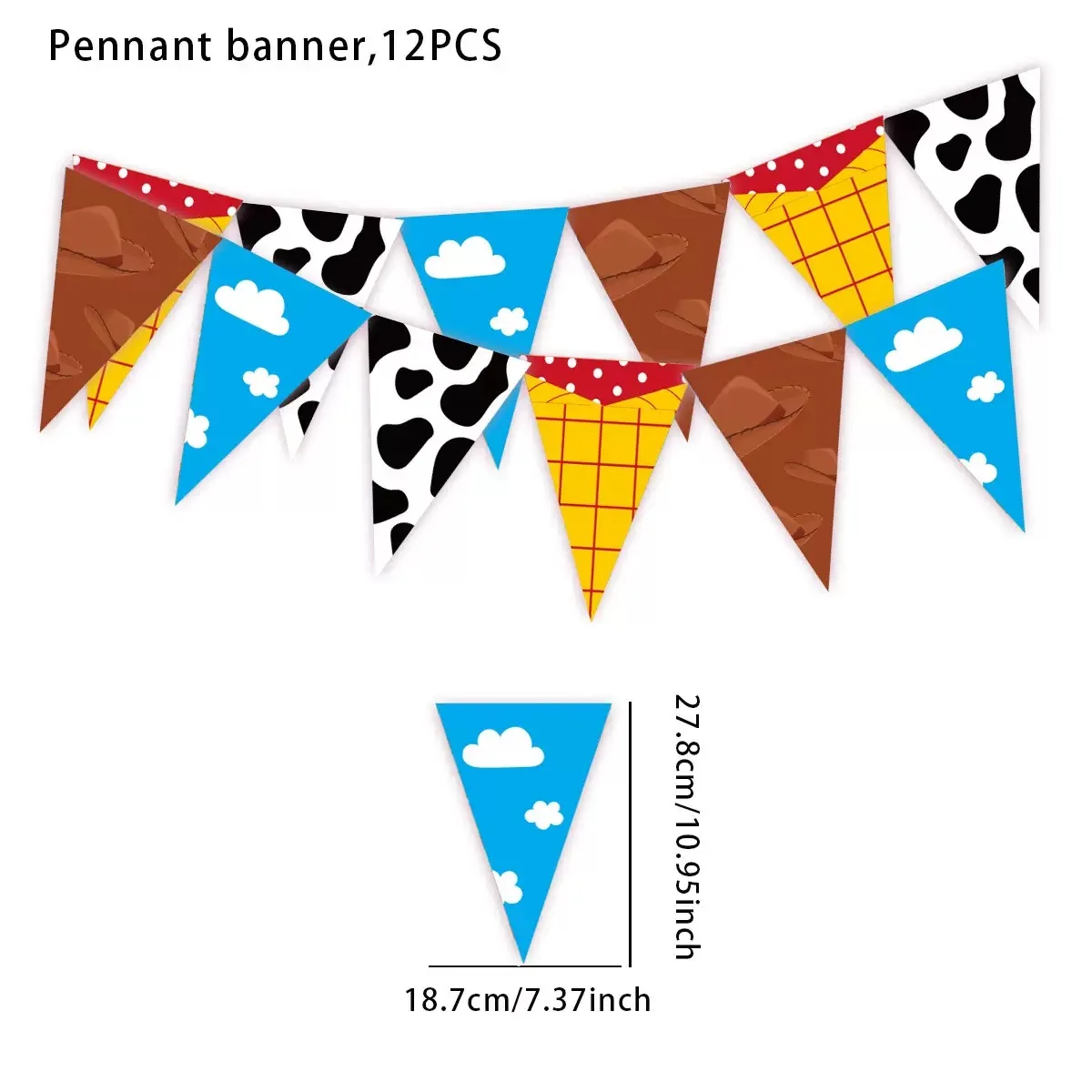 لعبة قصة الطرف الديكور راية صناديق الفشار سحابة وبقرة طباعة مثلث راية العلم صناديق الفشار غاسل حفلة عيد ميلاد #6
