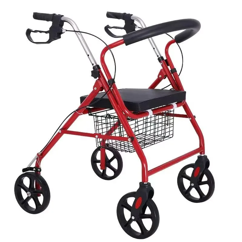 Rehabilitation Equipment Lightweight Standing Walker Rollator With Seat and Basket