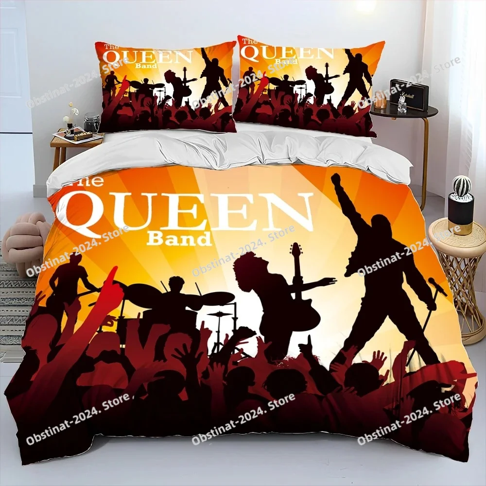 

Freddie Mercury Queen-Rock-Band Comforter Bedding Set,Duvet Cover Bed Set Quilt Cover Pillowcase,King Queen Size Bedding Set