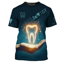 Dentist Work Uniform Funny Cosplay T-shirt For Men Cute Novelty Tooth Design O-neck T Shirts Breathable Oversized Women Tee Top