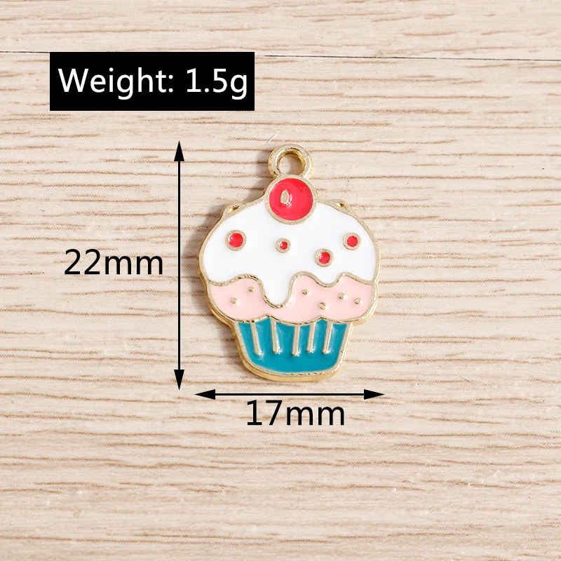 Tusember 10 Stück Niedliche Lebensmittel-Anhänger aus Emaille, Sommer-Eiscreme-Anhänger für Schmuckherstellung, Ohrringe, Halsketten, DIY-Zubehör – Detail 6